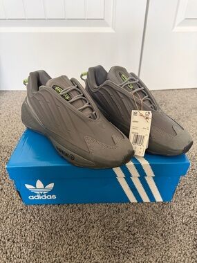 Adidas Grey Ozrah Sneakers with Neon Lime Accent
